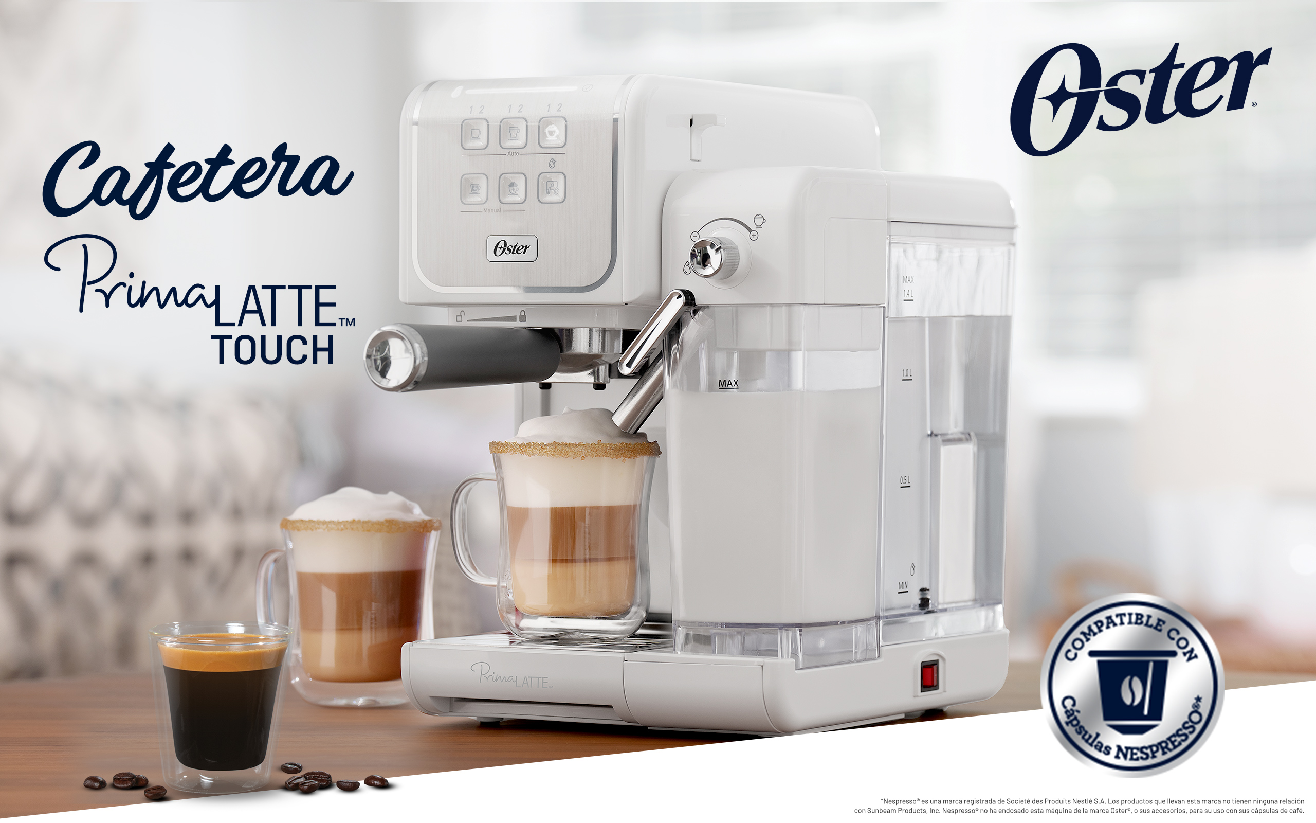 CAFETERA OSTER BVSTEM6801M EXPRESSO/CAPUCHINO PRIMALATE 2 19BARES